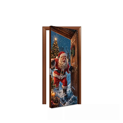 Capa De Porta Decorativo Tecido 0,85x2,10m - Natal Papai Noel 2