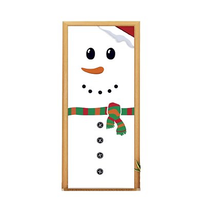 Capa De Porta Decorativo Tecido 0,85x2,10m - Natal Boneco de Neve