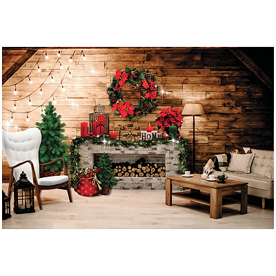 Fundo Fotográfico Em Tecido Natal 2,0x1,5 - Lareira
