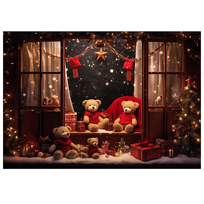 Fundo Fotográfico Em Tecido Natal 2,0x1,5 - Ursinhos