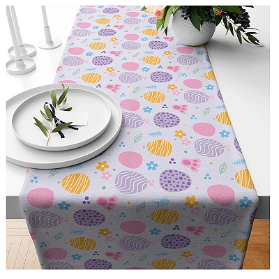 Caminho de Mesa Estampas - Páscoa ovinhos lilás