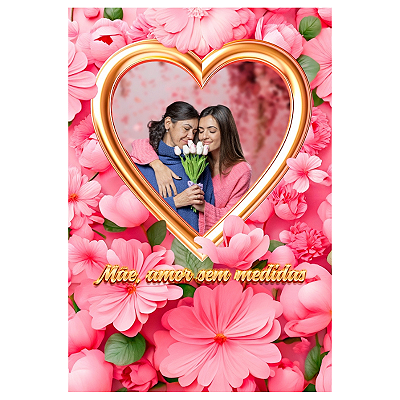 Painel Decorativo interativo vazado Dia das Mães Coração