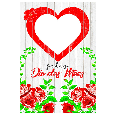 Painel Decorativo interativo vazado Dia das Mães Coração vermelho