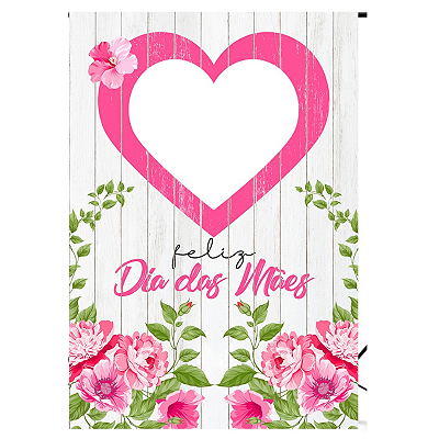 Painel Decorativo interativo vazado Dia das Mães Coração Rosa