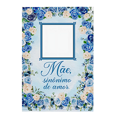 Painel Decorativo interativo vazado Dia das Mães Floral azul