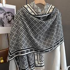 Lenço Cachecol Echarpe Grande Colors Feminino Preto flor