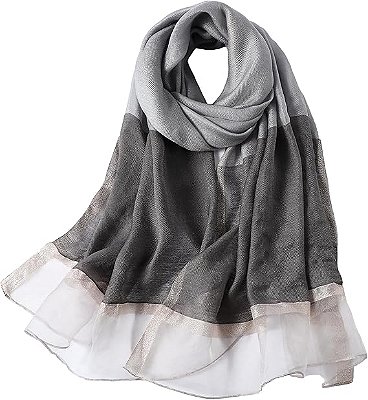 Lenço Cachecol Echarpe Grande Colors Feminino Cinza claro