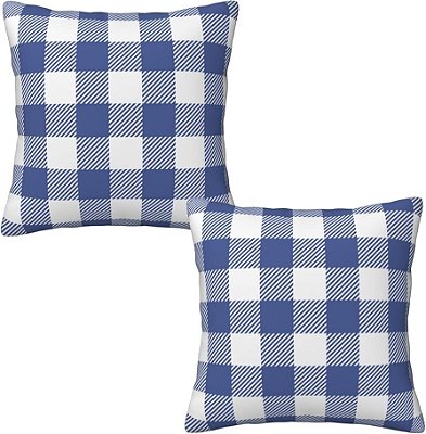 Almofada Cheia -Outono/inverno xadrez Azul/branco