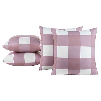 Almofada Cheia -Outono/inverno xadrez Rosa/branco