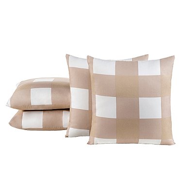 Almofada Cheia -Outono/inverno xadrez bege/branco