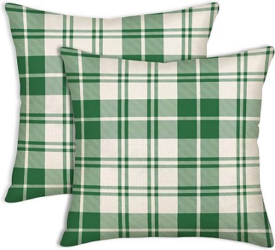 Almofada Cheia -Outono/inverno xadrez verde/branco