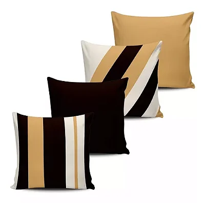 Kit 4 Almofadas Cheias - Outono/inverno Preto e mostarda