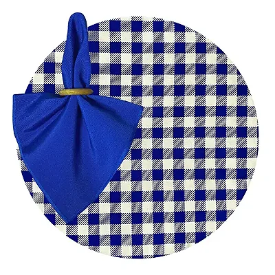 Sousplat Mesa Posta Festa junina - Azul xadrez