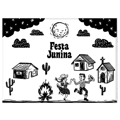 Painel Decorativo São joão / Festa junina/Arraiá Preto e branco