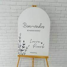 Placa Decorativo Casamento Fundo Branco oval 60x40