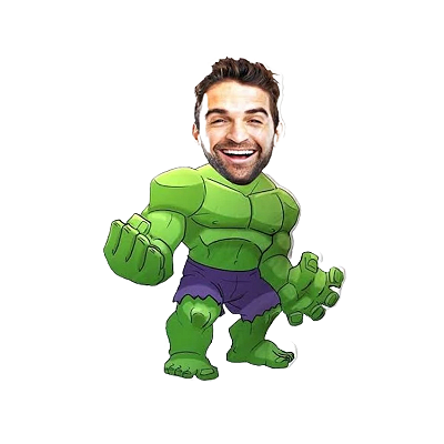 Almofadas 3D Fun - Coloque seu rosto no seu personagem Hulk