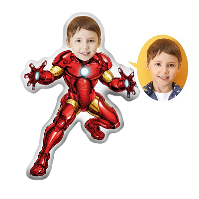 Almofadas 3D Fun - Coloque seu rosto no seu personagem homem de ferro