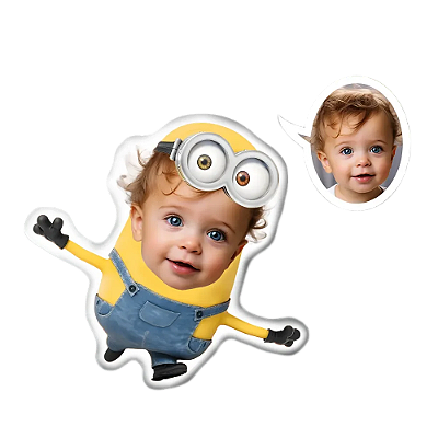 Almofadas 3D Fun - Coloque seu rosto no seu personagem minions