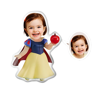 Almofadas 3D Fun - Coloque seu rosto no seu personagem Branca de neve