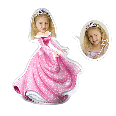 Almofadas 3D Fun - Coloque seu rosto no seu personagem Bela adormecida