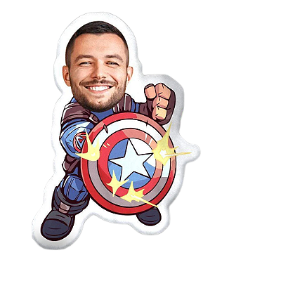 Almofadas 3D Fun - Coloque seu rosto no seu personagem Capitão america