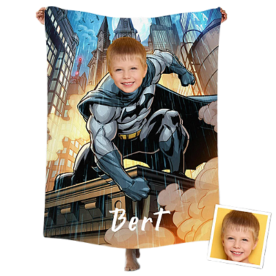 Toalha Fun poket infantil - Seu rosto no personagem Batman
