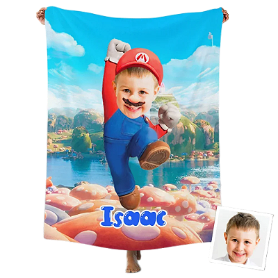 Toalha Fun poket infantil - Seu rosto no personagem Mario brós