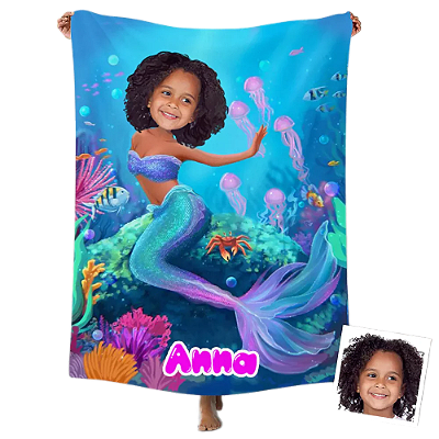 Toalha Fun poket infantil - Seu rosto no personagem Sereia