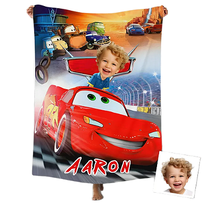 Toalha Fun poket infantil - Seu rosto no personagem Carros