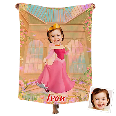 Toalha Fun poket infantil - Seu rosto no personagem Bela adormecida