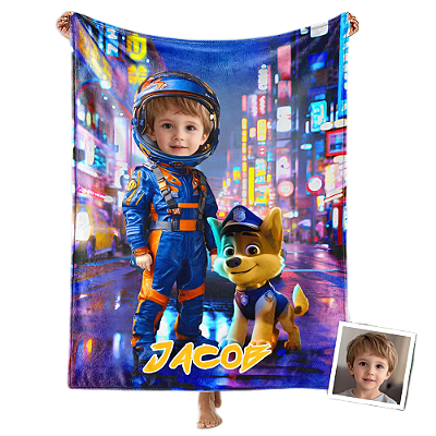 Toalha Fun poket infantil - Seu rosto no personagem Patrulha canina Jasey