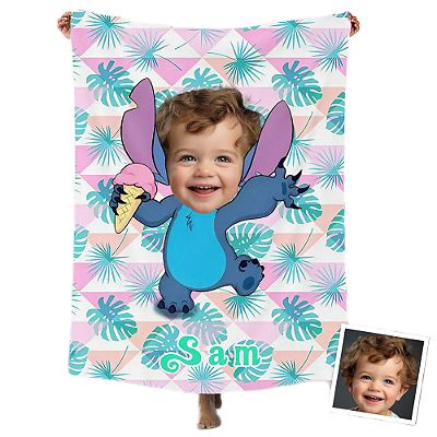 Toalha Fun poket infantil - Seu rosto no personagem Stitch