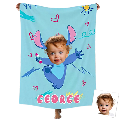 Toalha Fun poket infantil - Seu rosto no personagem Stitch 2