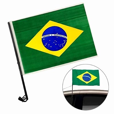 10 kits de Bandeira Do Brasil Tecido 30cm x 45cm Com Haste Copa Do Mundo