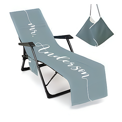 Capa de cadeira lounge chair - capa vira bolsa/ nome cinza
