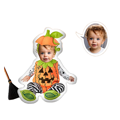 Almofadas 3D Fun - Seu rosto aqui Halloween abóbora