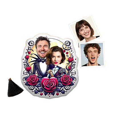 Almofadas 3D Fun - Seu rosto aqui Halloween Vintage Casal Romântico Gótico