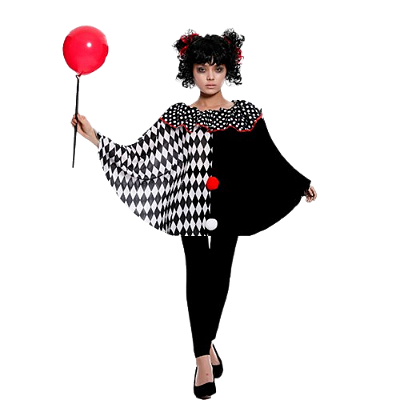 Poncho Estampa Fantasia Halloween Festa Adulto/infantil - Palhaço preto e branco