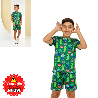 PIJAMA BABY DOLL MINECRAFT VERDE - BLACK FRIDAY
