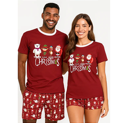 Kit Pijama Casal Turma Do Natal