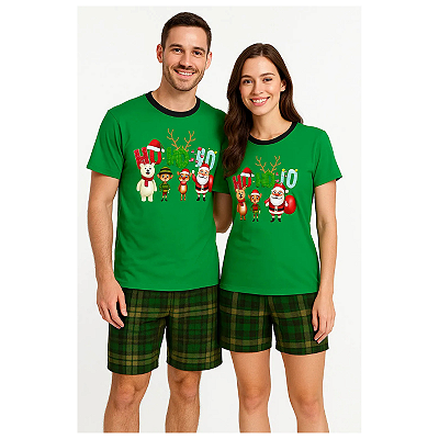 Kit Pijama Casal Verão HoHoHo Cartoon