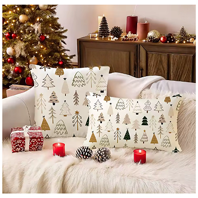 Almofada cheia Branca- Natal / Merry Christmas/papai noel / fim de ano