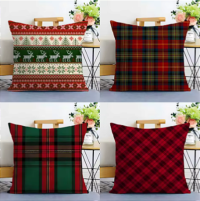 Almofada cheia xadrez - Natal / Merry Christmas/papai noel / fim de ano