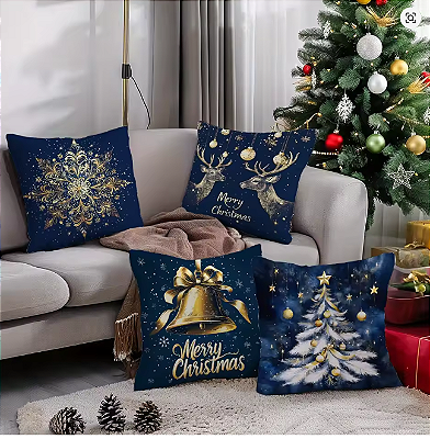 Almofada cheia Azul - Natal / Merry Christmas/papai noel / fim de ano