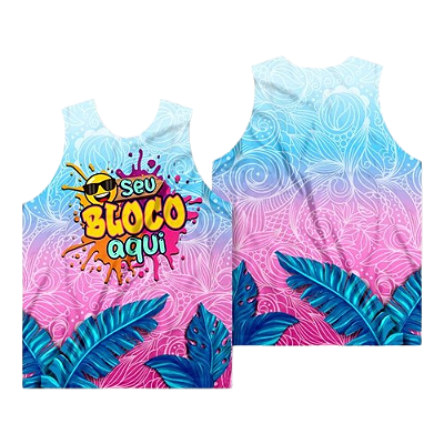 Abadás carnaval folia Camiseta regata - Promoção sem acabamento /azul e rosa