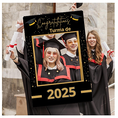 Placa Moldura Formatura/graduação/formandos em ps 2mm - preta