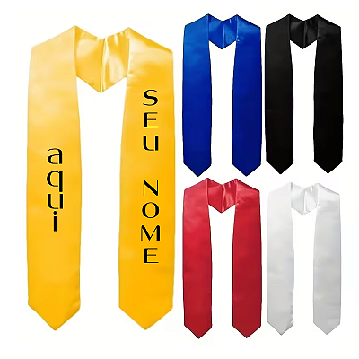 Faixa de formatura, estola de honra de graduação de cetim liso/ acadêmico/universitário