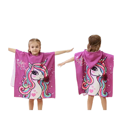 Toalha de praia com capuz - infanti Unicornio lilás