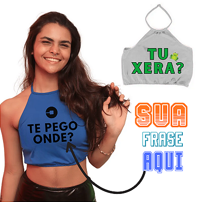 Top frente unica e costas nua Personalizado - carnaval