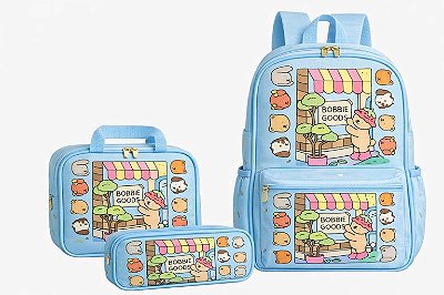 Kit Mochila Escolar - Bobbie goods azul claro